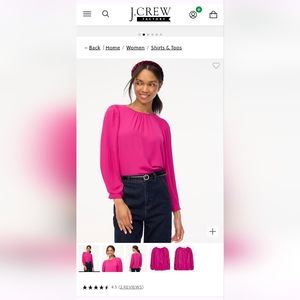 J Crew Factory Pleated sleeve top pink